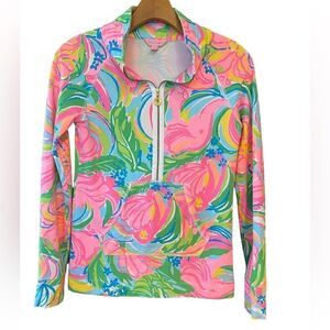 Lilly Pulitzer XXS Pink Skipper Palm Beach Kangaroo Pocket Pullover Jacket